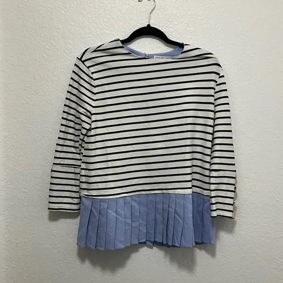 English Factory Striped Long Sleeve Top with Blue Hem - Picture 1 of 12